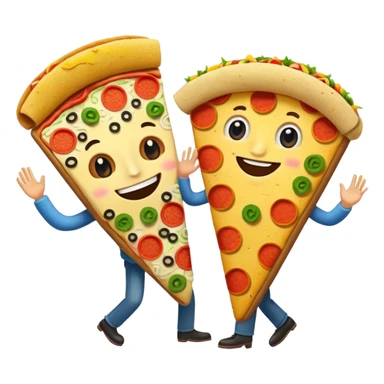 Pizza and taco dancing together sticker