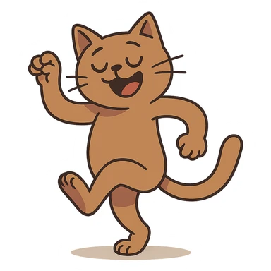 dancing cat cartoon style sticker