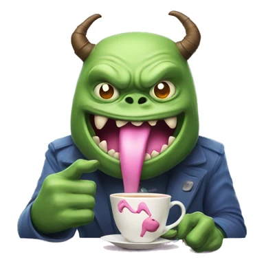 monster sipping tea with pinky finger up sticker