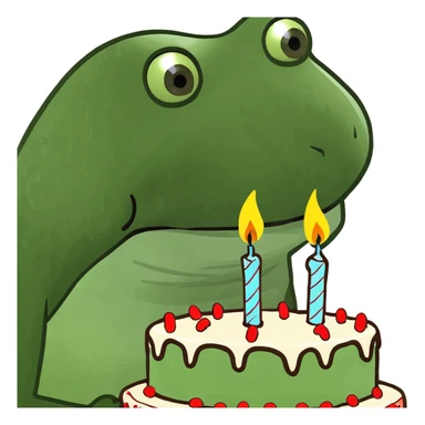 bufo blowing candles on cake sticker
