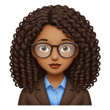 Chica con cabello rizado largo color cafe oscuro ,piel morena que use lentes. sticker