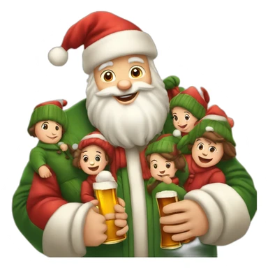 Père Noël et des enfants qui boivent de la bière sticker