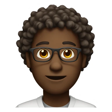 programmer, with dark skin, square glasses, curly hair. sticker