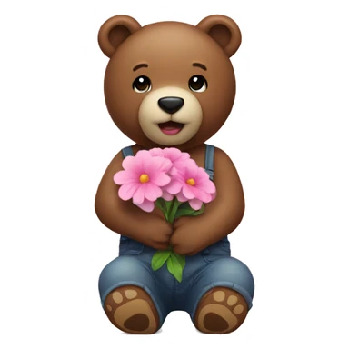 Teddybaer holding a pink flower  sticker