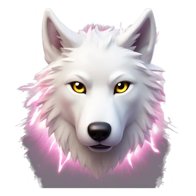 Lightning running sparkling glitter white wolf snarling huge eyes sun halo black white pink red yellow sticker