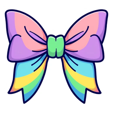 pastel rainbow striped bow with sparkles sticker