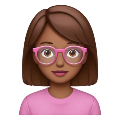 create a emoji of my friend camilla: she wears glassess and she has brown hair (don't make it yellow but pink) sticker