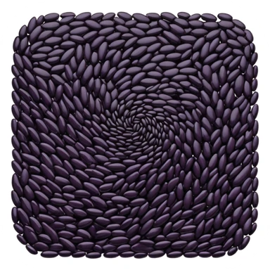 loose scatter of uncooked black rice grains, glossy elongated shape, deep purplish-black color, smooth slightly curved surface, subtle natural variations in tone, soft lighting, subtle shadows, emoji scale sticker