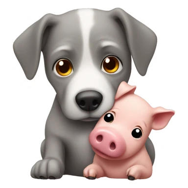 Dog and pig cuddling sticker