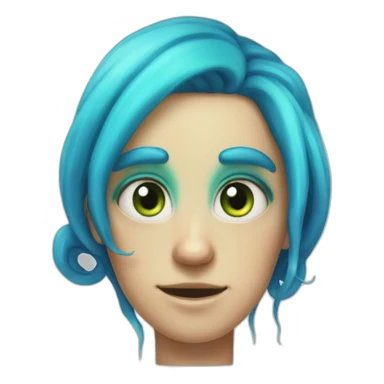 blue haired green eyed squid human hybrid sticker