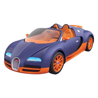 3D emoji style Bugatti sports car sticker