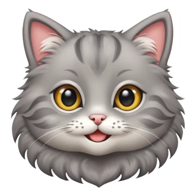 Sticker of a very cute gray cartoon cat sticker