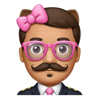 Dictator with a mustache with pink hello kitty glasses sticker