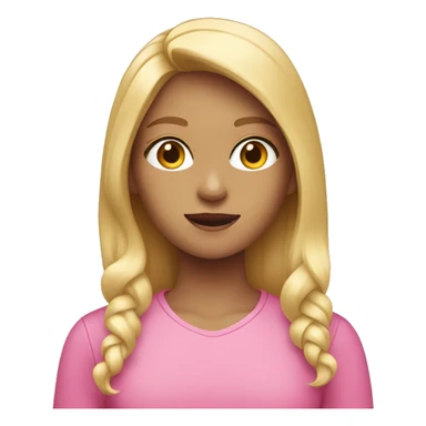 Girl wearing pink shirt and blond hair sticker