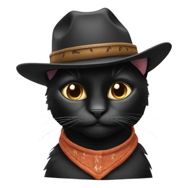 Black cat wearing cowboy hat sticker