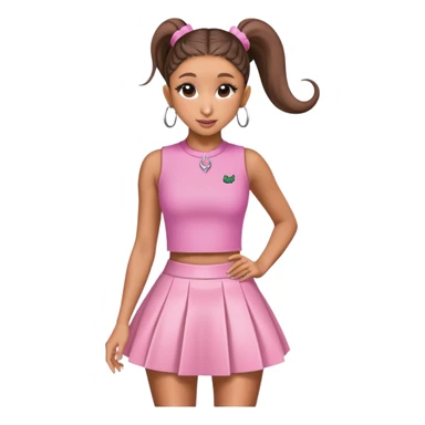Ariana grande goes to the wicked set wearing a pink croc top and a short pink skirt  sticker