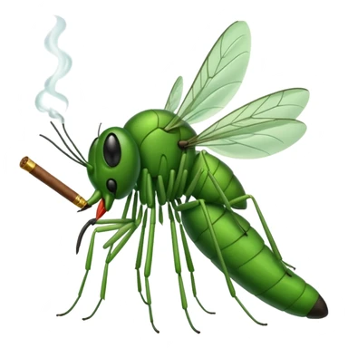 mosquito verde fumando un cigarro sticker