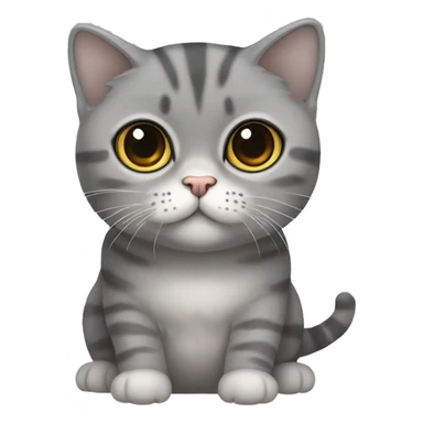 Light dark Grey slightly striped Scottish fold cat with big eyes and long mustache sticker
