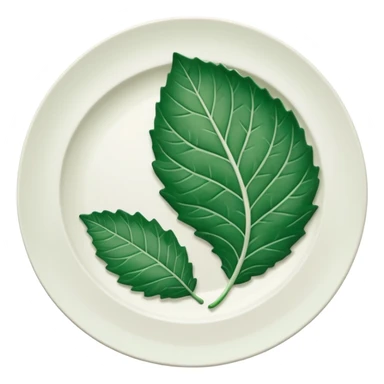 Plate and a leaf by its side sticker