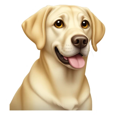 Yellow Labrador young dog with goofy face sticker