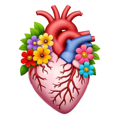 Anatomical hart with flowers sticker