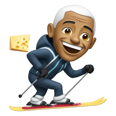 Barack Obama going skiing eating cheese sticker
