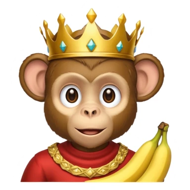 monkey with banana and wearing crown sticker
