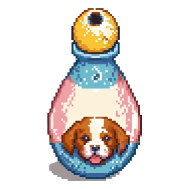 bowling skittle with puppy head on top sticker