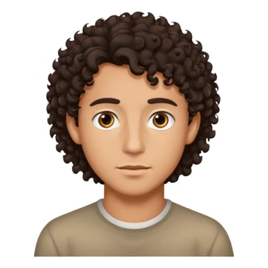 young man with dark brown curly hair, deep set eyes  sticker