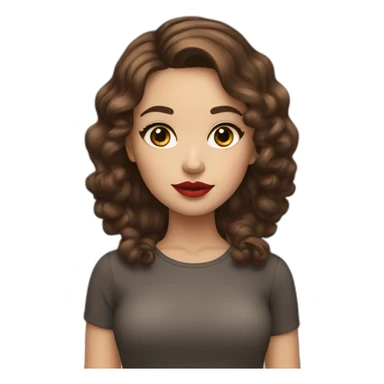 Girl with brown hair and brown eyes with red lipstick and eyeliner sticker