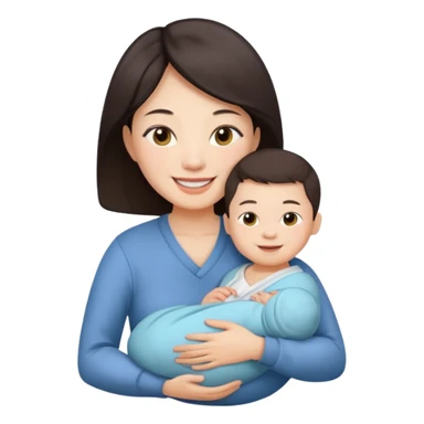 Chinese mom with newborn boy sticker