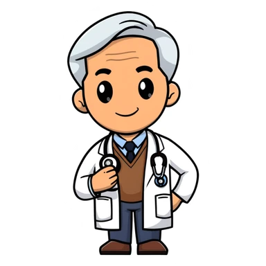 professional mature male doctor around 60 with stethoscope and white coat, cinnamon skin tone, medium-dark complexion sticker