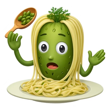 Shriveled pickle eating pasta sticker