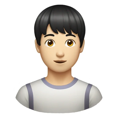 korean male mid 30s bowl cut black hair sticker