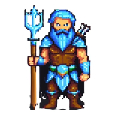 Neptune god of the sea with trident, bearded powerful figure holding trident sticker