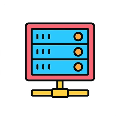 server rack icon, color outline, tech-inspired sticker