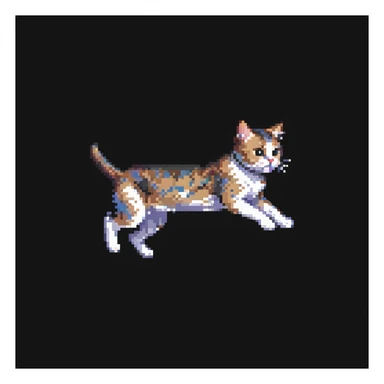 jumping european shorthair cat, pixel art style, dynamic movement, white background sticker