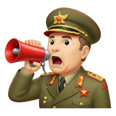 Soviet general shouting into a megaphone sticker