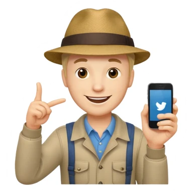 Draw a male tourist who pointed his phone for a photo sticker
