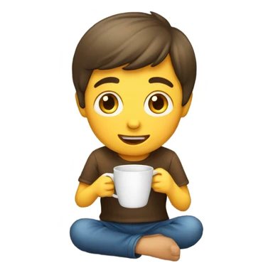 sitting boy with cup indoors sticker