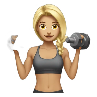 Strong blond girl workout sticker