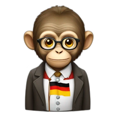a monkey professor with german flag sticker