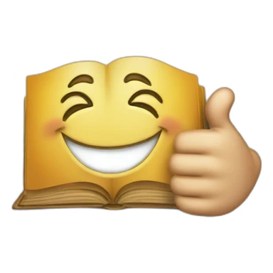 Book with a smile an thumbs up sticker