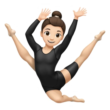 "A gymnast in black outfit with a smile and a look of surprise (normal skin) sticker