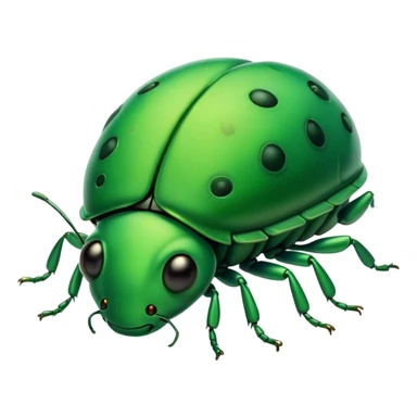 Meme-Worthy Cute Sleeping Green Bugdie Portrait Emoji, Head resting peacefully with a contented smile, showcasing a tiny, endearing build and a luxuriously smooth emerald exoskeleton, eyes shut in a serene nap, Simplified yet hilariously adorable features, highly detailed, glowing with a soft, drowsy light, high shine, relaxed and utterly lovable, stylized with an air of playful laziness, bright and heartwarming, soft glowing outline, capturing the essence of a comically sleepy insect, so meme-worthy it feels like it could instantly become the next viral sensation of adorable slumber! sticker