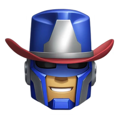 Optimus prime winking with a cowboy hat sticker