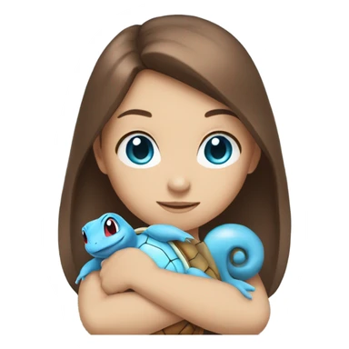 Brown hair blue eyes girl with squirtle sticker