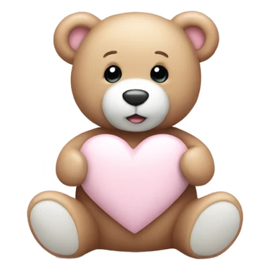Light pink teddy bear with white heart sticker