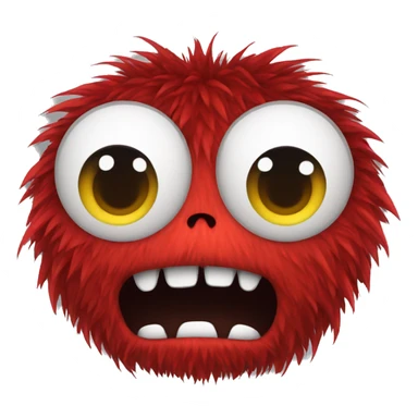red angry hairy monster sticker