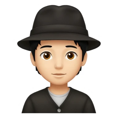 Boy in hat with black hair sticker